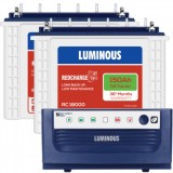 Luminous Eco Watt+1650 Square Wave Inverter & Luminous Red Charge TT18000 150AH Tall Tubular Battery
